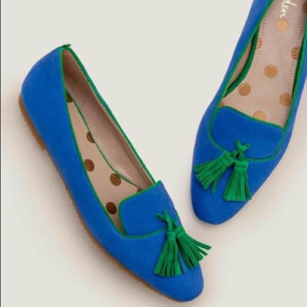 * SOLD * Boden Violet Suede Tassel Loafers, Blue/Green Size 40 (US 9)